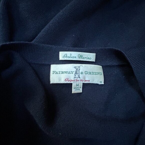 Fairway & Greens Mens Italian Merino Pullover V-Neck Golf Sweater Medium Navy - Picture 8 of 9